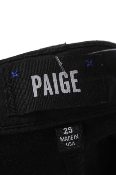 Paige Womens Skinny Jeans Black Button Mid Rise 28 Inseam Size 25