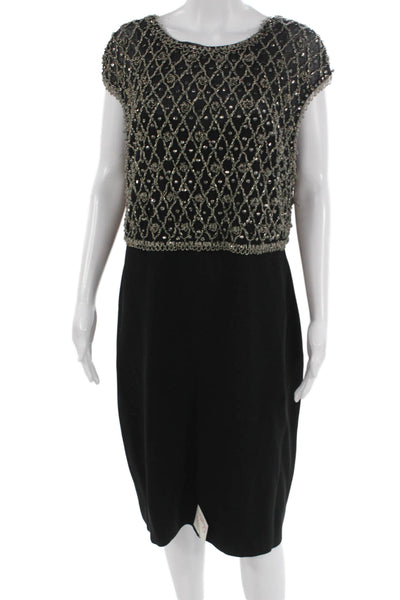 Pamella by Pamella Roland Womens Sheath Dress Black Knee-Length Size 16