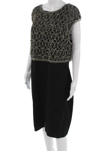 Pamella by Pamella Roland Womens Sheath Dress Black Knee-Length Size 16