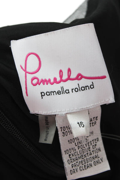 Pamella by Pamella Roland Womens Sheath Dress Black Knee-Length Size 16