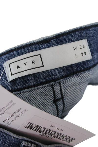 AYR Womens Ankle Skinny Jeans Blue High Rise Button Size 26