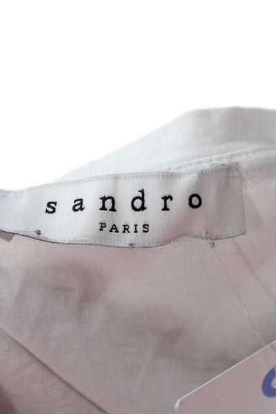 Sandro Womens White Cotton Crew Neck T-Shirt Graphic Bird Print Size 1