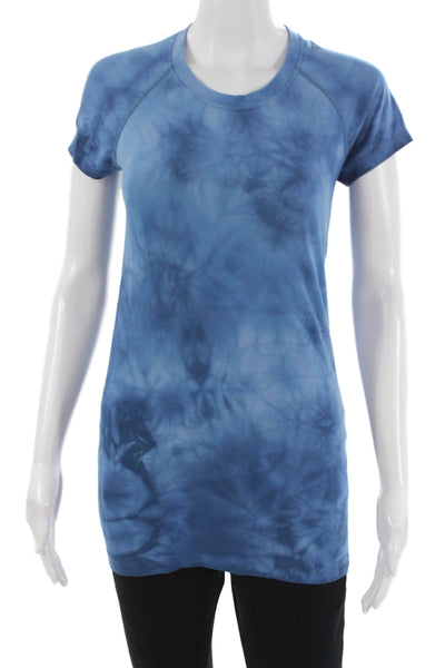 Lululemon Women Blue Short Sleeve Tunic T-Shirt Crew Neck Polyester Size 0