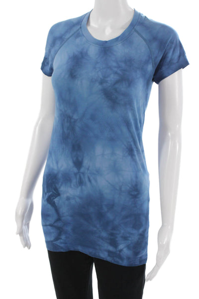 Lululemon Women Blue Short Sleeve Tunic T-Shirt Crew Neck Polyester Size 0