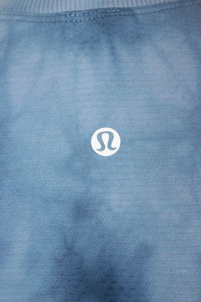 Lululemon Women Blue Short Sleeve Tunic T-Shirt Crew Neck Polyester Size 0