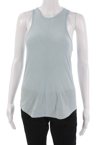 Lululemon Womens Striped Light Blue Sleeveless Crew Neck Basic Tank Size S