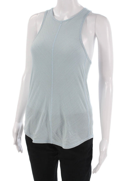 Lululemon Womens Striped Light Blue Sleeveless Crew Neck Basic Tank Size S