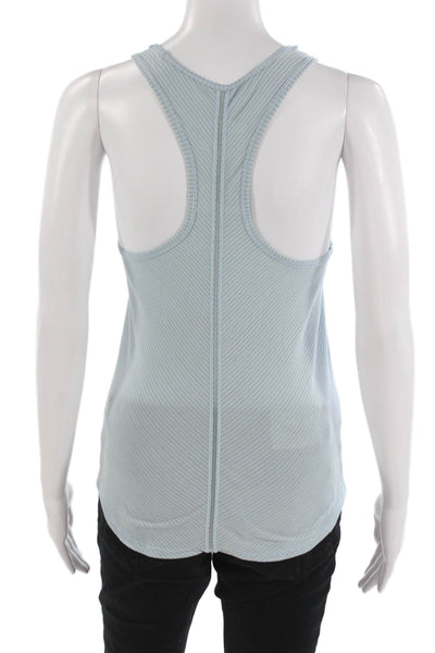 Lululemon Womens Striped Light Blue Sleeveless Crew Neck Basic Tank Size S