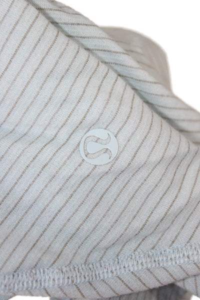 Lululemon Womens Striped Light Blue Sleeveless Crew Neck Basic Tank Size S