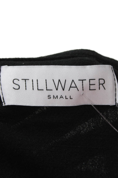 Stillwater Women Cropped Black Short Sleeve Round Neck Grunge Top Size S