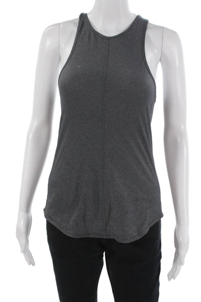 Lululemon Women Sleeveless High Neck Zip Tank Dark Gray Poly Spandex Size XS