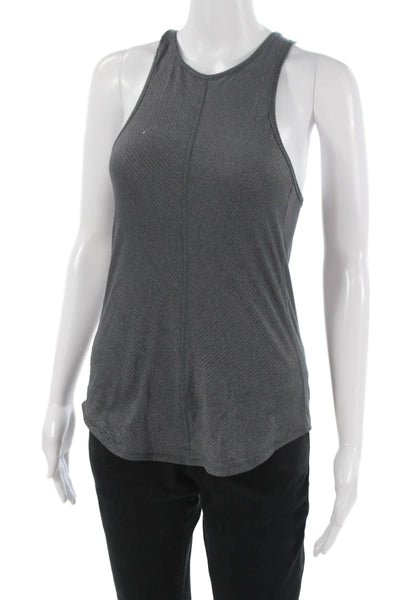 Lululemon Women Sleeveless High Neck Zip Tank Dark Gray Poly Spandex Size XS