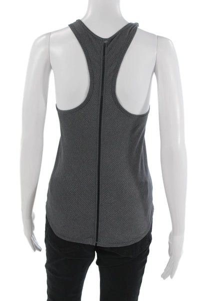 Lululemon Women Sleeveless High Neck Zip Tank Dark Gray Poly Spandex Size XS