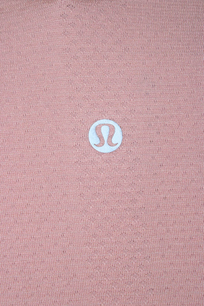 Lululemon Women Basic Long Sleeve T-Shirt Pink Crew Neck Nylon Blend Size XS