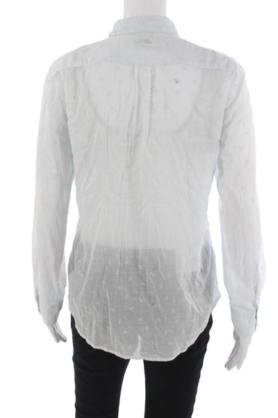 Hartford Women Basic Collared Button Up Light Blue Cotton Long Sleeve Size 2