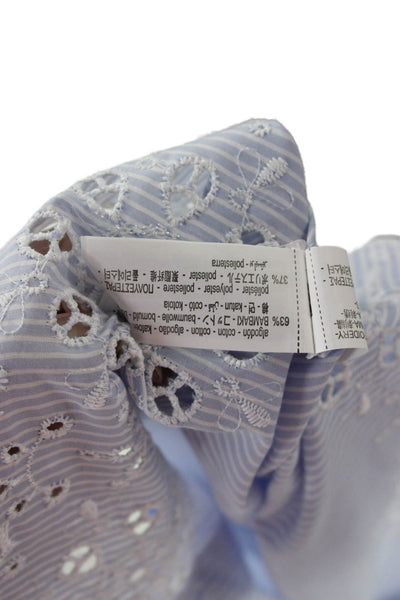 Zara Women Animal Print Light Blue Blazer Long Sleeve Cotton Blend Size S
