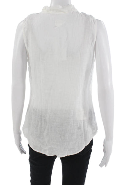 120% Lino Womens Sleeveless Collared Linen Button Up Top Size 42