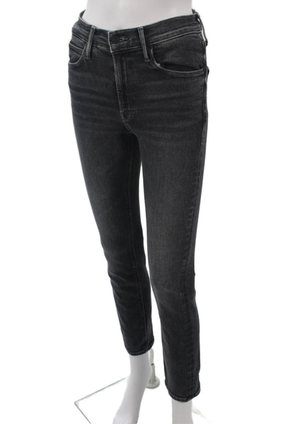 Mother Womens Ankle Skinny Jeans Dark Gray High Rise Size 26