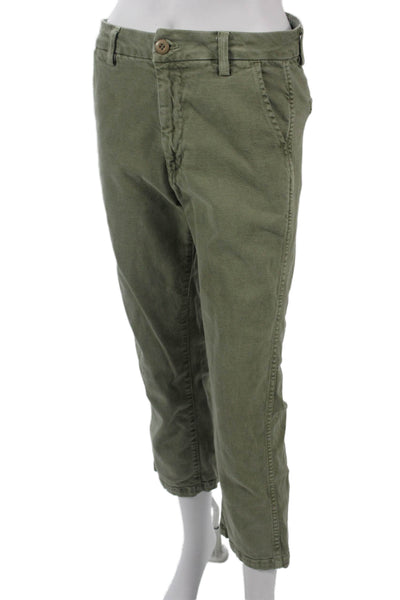 Amo Unisex Green Cropped Ankle Chino Pants High Rise Size 26