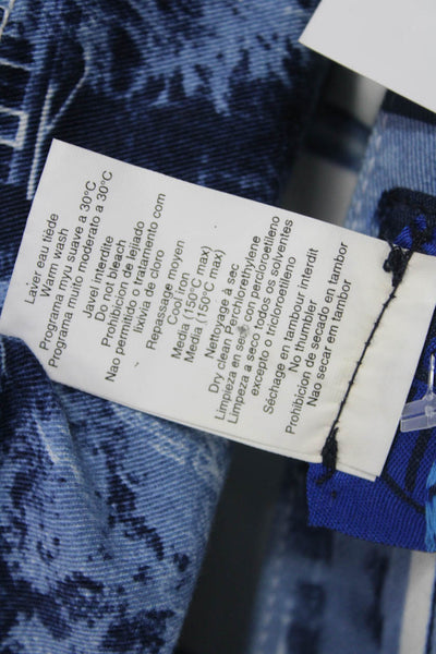 Kenzo Womens Blue Graphic Cotton Spandex Mini Straight Pencil Skirt Size 40