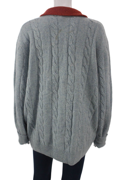 Neiman Marcus Women Light Blue Henley Sweater Wool Blend Size XL