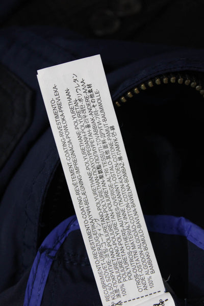 Massimo Dutti Mens Windbreaker Dark Blue Polyurethane Collared Button Size M