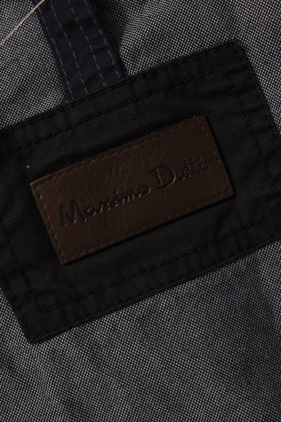 Massimo Dutti Mens Windbreaker Dark Blue Polyurethane Collared Button Size M