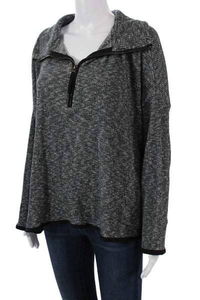 Saturday Sunday Anthropologie Women Henley Sweatshirt Dark Gray Zip Size L