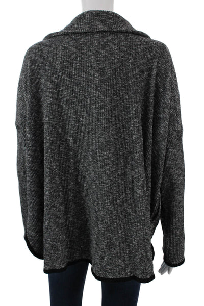 Saturday Sunday Anthropologie Women Henley Sweatshirt Dark Gray Zip Size L