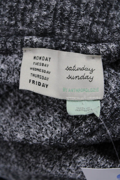 Saturday Sunday Anthropologie Women Henley Sweatshirt Dark Gray Zip Size L