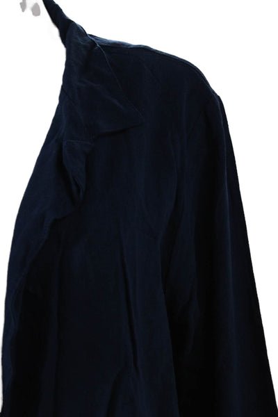 Electric & Rose Womens Dark Blue Collared Long Sleeve Bohemian Blazer Size M