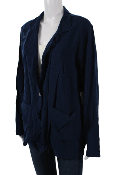 Electric & Rose Womens Dark Blue Collared Long Sleeve Bohemian Blazer Size M