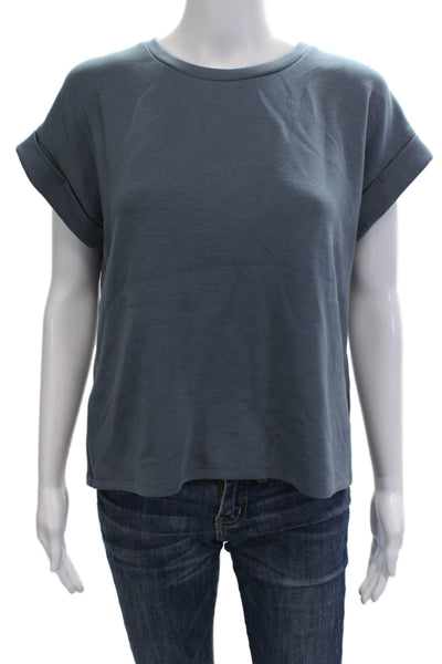 T Tahari Womens Dark Blue Basic Short Sleeve Crew Neck T-Shirt Size XS