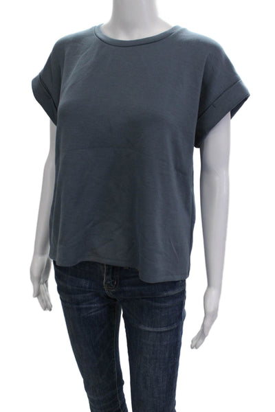 T Tahari Womens Dark Blue Basic Short Sleeve Crew Neck T-Shirt Size XS