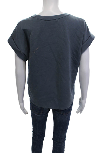 T Tahari Womens Dark Blue Basic Short Sleeve Crew Neck T-Shirt Size XS