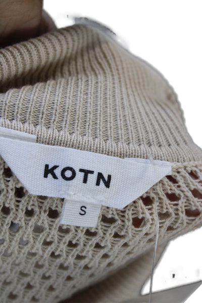 Kotn Womens Beige Collared Button Cardigan Short Sleeve Size S