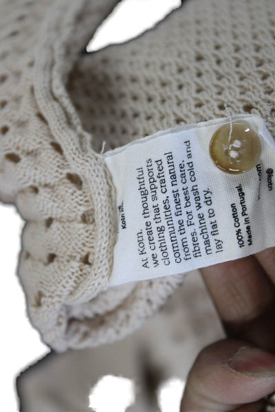 Kotn Womens Beige Collared Button Cardigan Short Sleeve Size S