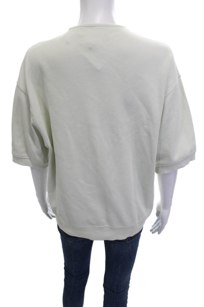 Kith Womens Henley Sweatshirt White Short Sleeve Size XS