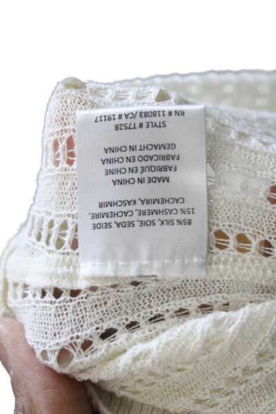 Minnie Rose Womens Crew Short Sleeve Beige Silk Cashmere T-Shirt Size S