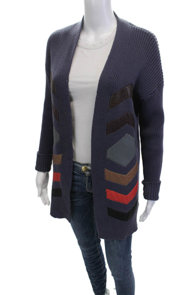 Foundre Womens Dark Blue Geometric Cardigan Long Sleeve Size S