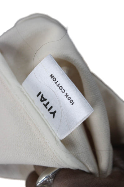 Yital Unisex Cotton Collared Sleeveless Vest Beige Snap Size S