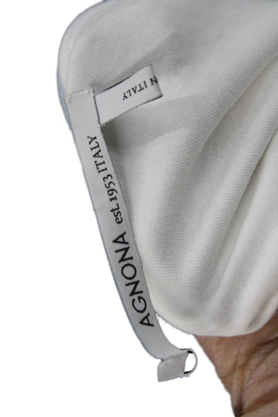 Agnona Womens Ringer T-Shirt White Cotton Crew Neck Short Sleeve Size S