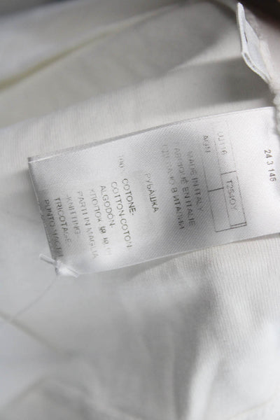 Agnona Womens Ringer T-Shirt White Cotton Crew Neck Short Sleeve Size S
