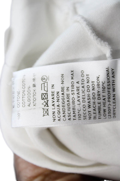 Agnona Womens Ringer T-Shirt White Cotton Crew Neck Short Sleeve Size S
