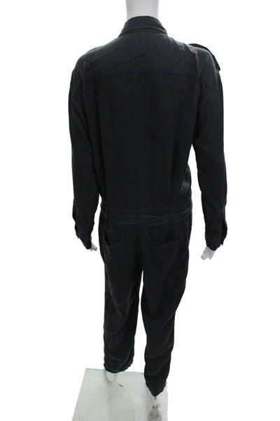 Current/Elliott Women Jumpsuit Black Collared Long Sleeve Lyocell Size 2