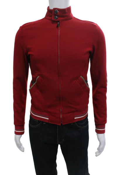 Zara Mens Bomber Varsity Jacket Red Poly Long Sleeve Size S