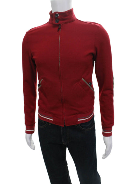 Zara Mens Bomber Varsity Jacket Red Poly Long Sleeve Size S