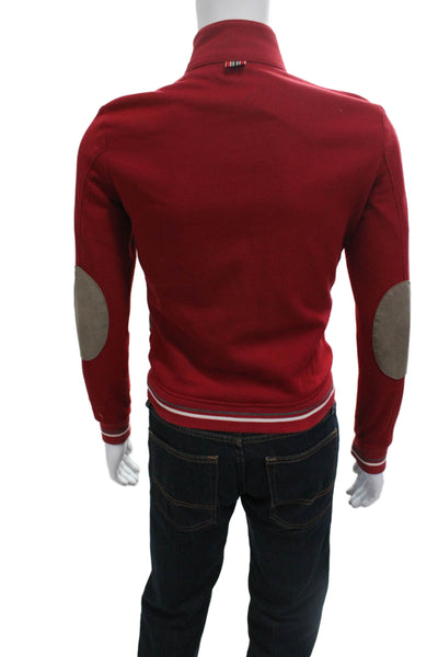 Zara Mens Bomber Varsity Jacket Red Poly Long Sleeve Size S