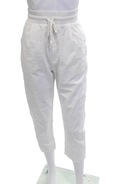Thom Krom Women Cropped Jogger Pants White Drawstring Size S