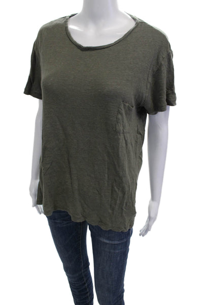 Rails Womens Basic Green Linen Short Sleeve T Shirt Size M